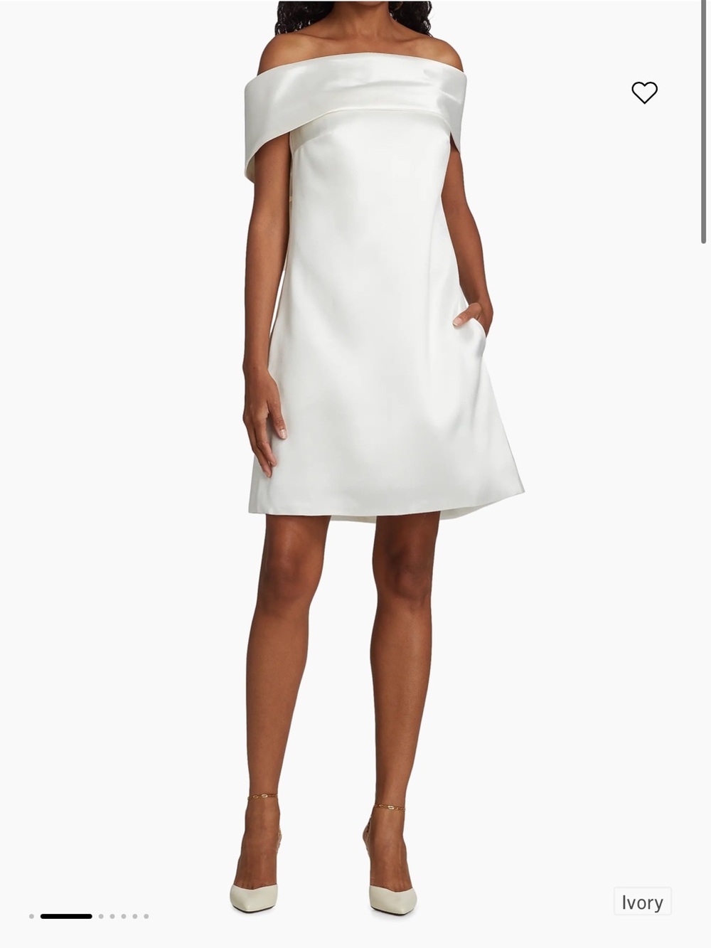 NWT- Amsale Ivory Off-Shoulder Mini Dress with Pockets